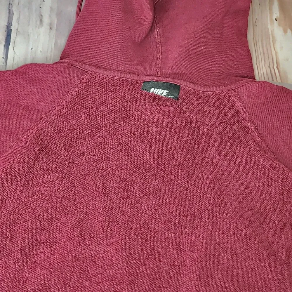 Nike Sportswear Block Futura Hoodie Mens Small Burgundy Raised Logo Reverse Back